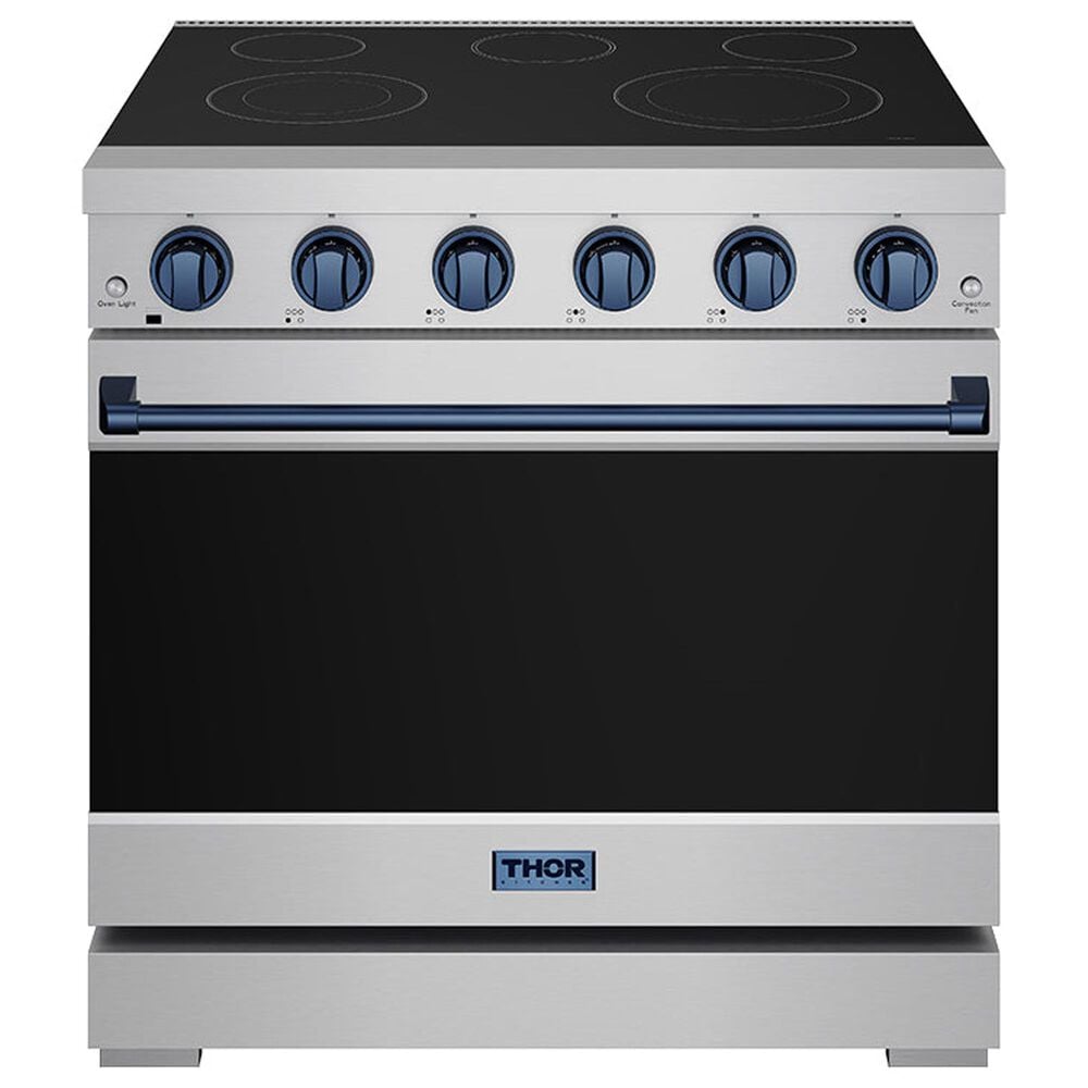 Thor Kitchen Gordon Ramsay 6 Cu. Ft. Professional Freestanding Electric Range with Blue Handle Kit in Stainless Steel, , large