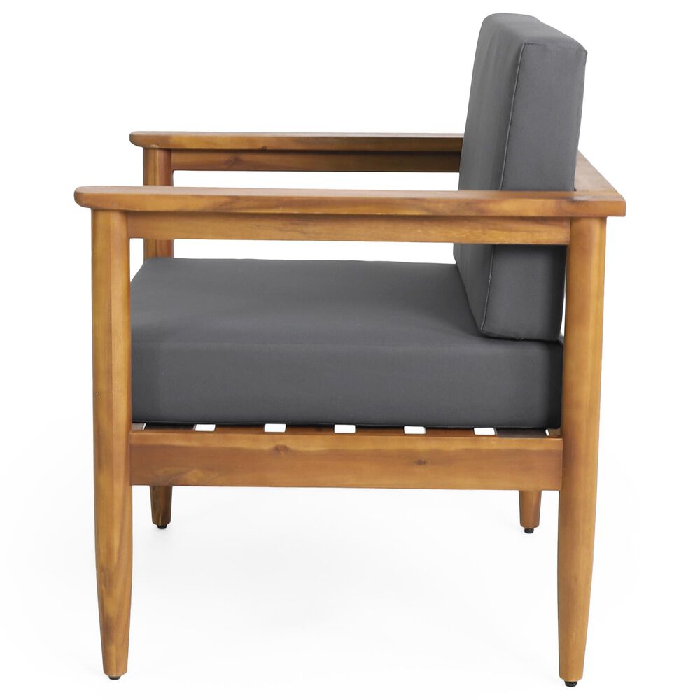 Hearth and Haven Gavin Outdoor Armchair with Cushions in Dark Gray, , large