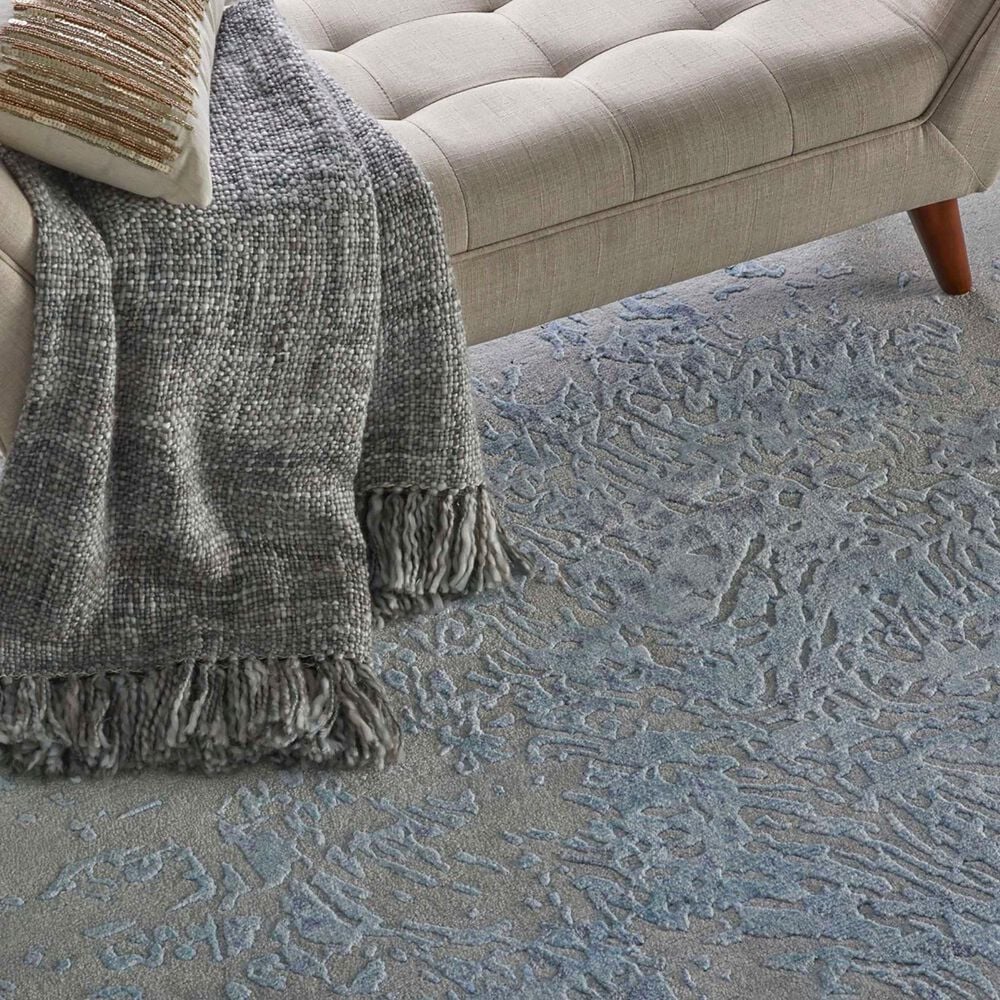 Nourison Silk Shadows 3&#39;9&quot; x 5&#39;9&quot; Grey and Blue Area Rug, , large