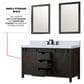 Lexora Home Marsyas 60" Double Bathroom Vanity in Brown with 2 cm White Cultured Marble Top and Rectangular Sinks, , large