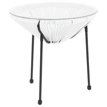 Flash Furniture Valencia Patio Rattan Table with Glass Top in White, Black and Clear, , large