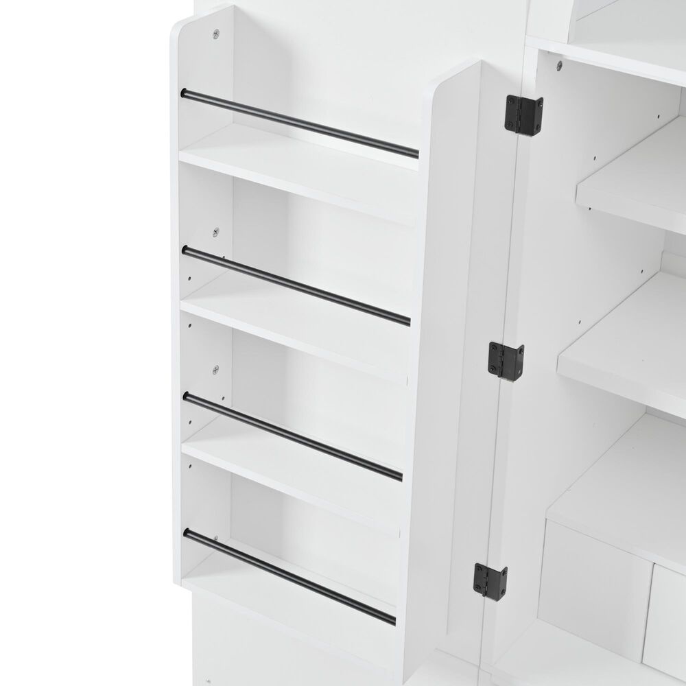 HOMLUX 72" Tall Arched Kitchen Pantry Cabinet in White, , large