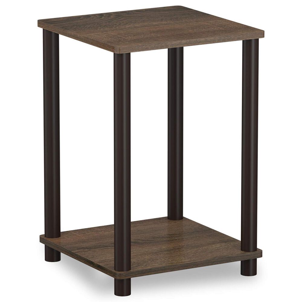 HOMLUX 2-Tier Turn-N-Tube End Table in Walnut and Brown, , large