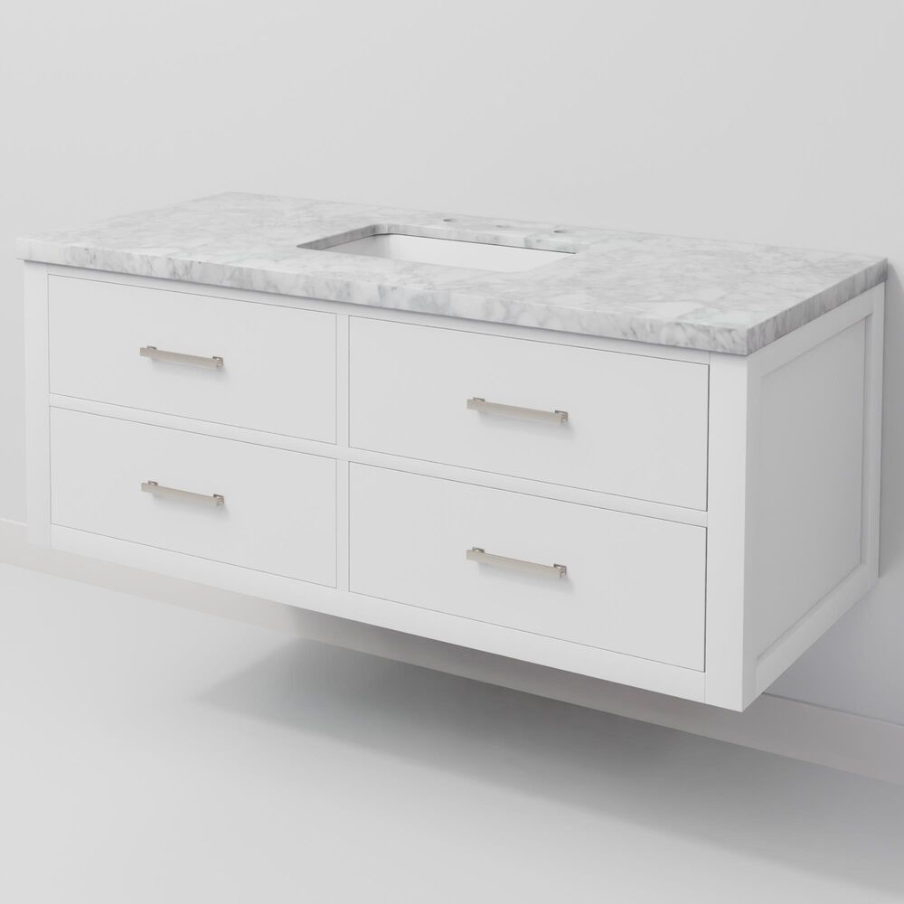 Lexora Home Castor 48" Single Bathroom Vanity in White with 2 cm White Carrara Marble Top and Rectangular Sink, , large