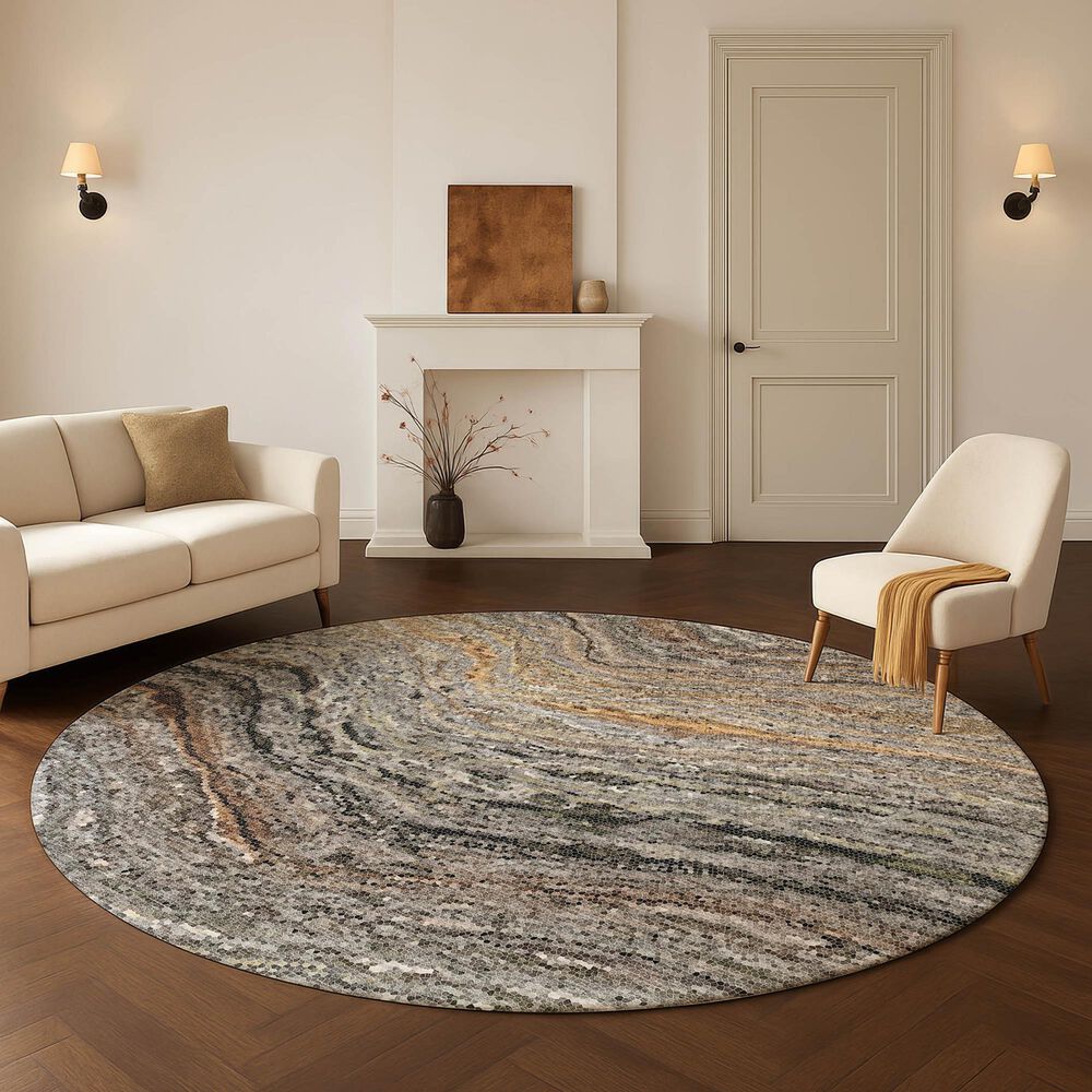 Dalyn Rug Company Lumara LM3 Pewter 8' Round Area Rug, , large