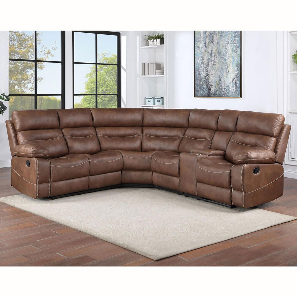 Steve Silver Rudger 3-Piece Manual Reclining Sectional in Chestnut, , large