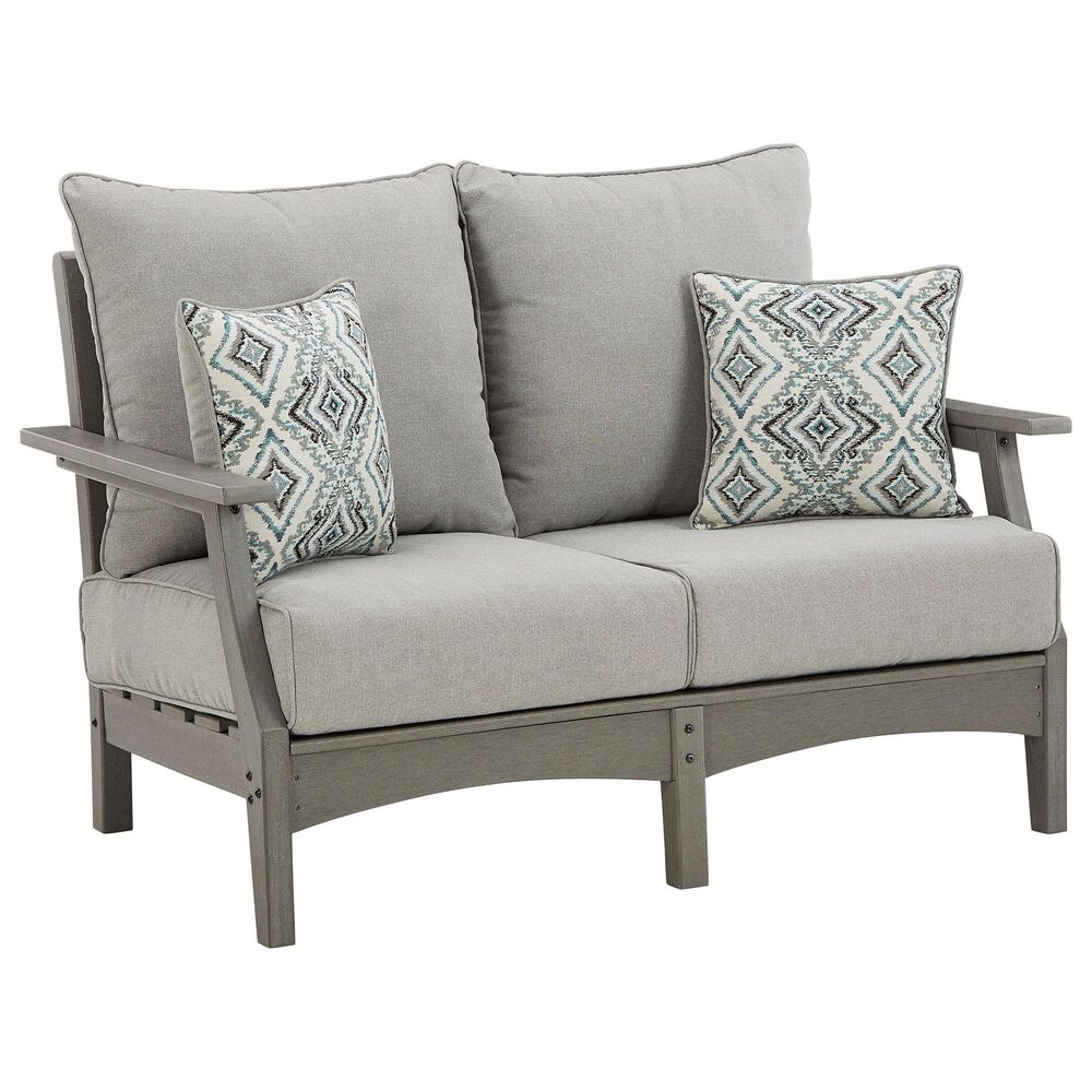 Signature Design by Ashley Visola Stationary Loveseat with Cushion in Gray, , large