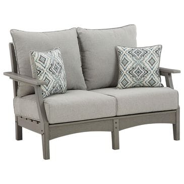 Signature Design by Ashley Visola Stationary Loveseat with Cushion in Gray, , large