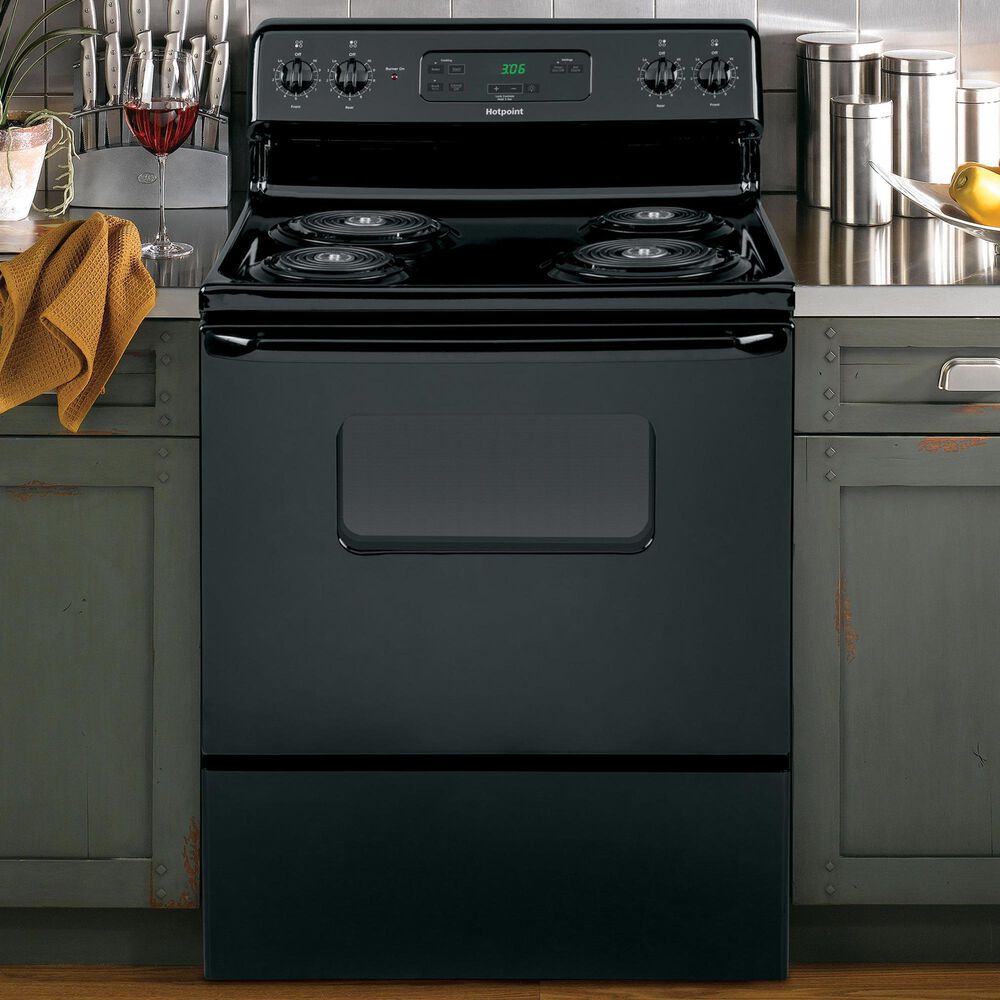 Hotpoint 30" Free-Standing Standard Clean Electric Range in Black, , large