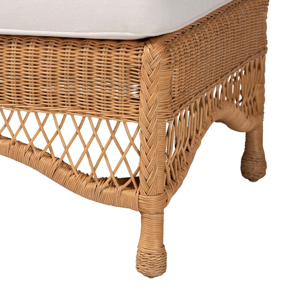 bali &amp; pari Brooklyn Ottoman Stool with Light Honey Rattan in White, , large