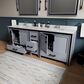 Lexora Home Ziva 84" Double Bathroom Vanity in Dark Grey with 2 cm White Quartz Top and Rectangular Sinks, , large