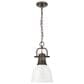 Golden Lighting Duncan 1-Light Small Pendant with Chain and White Shade in Rubbed Bronze, , large