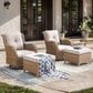 Sunwell Garden Outdoor Ottoman with Yellow Rattan in Beige (Set of 2), , large