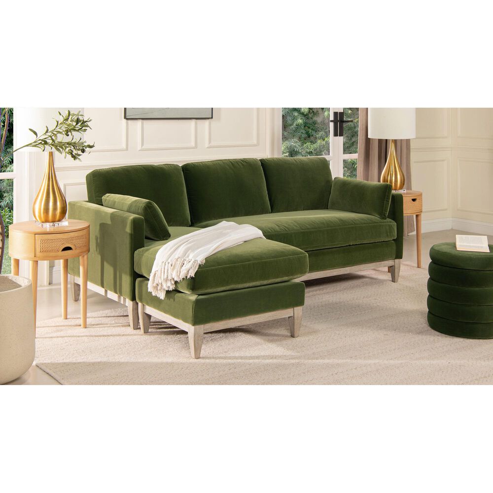 Jennifer Taylor Home Knox 2-Piece Stationary Reversible Sectional Sofa in Olive Green Velvet, , large