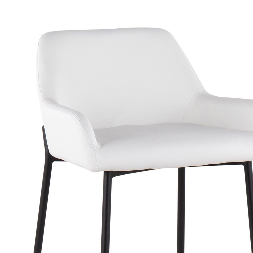 LumiSource Daniella Bar Stool with White Upholstery in Black (Set of 2), , large