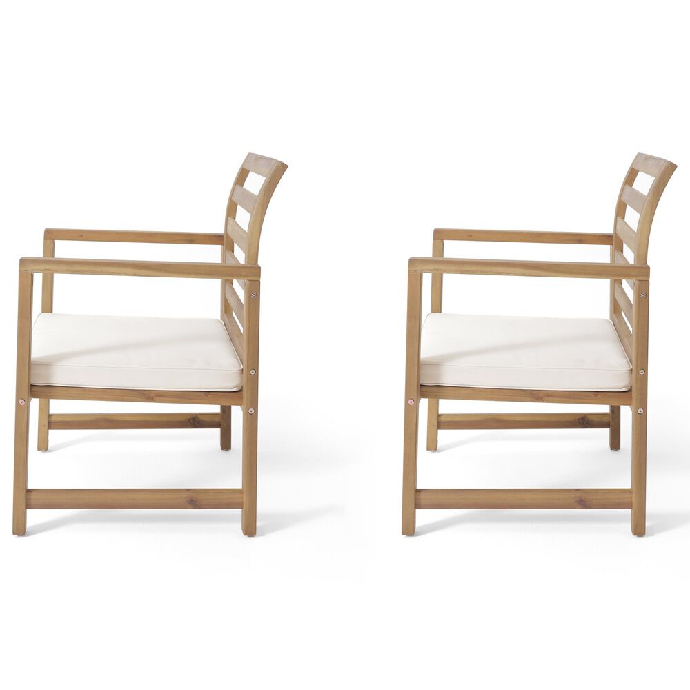 Hearth and Haven Outdoor Club Chair with White Cushion in Natural &#40;Set of 2&#41;, , large