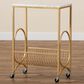 Baxton Studio Jacek Wine Cart in Gold and White Marble, , large