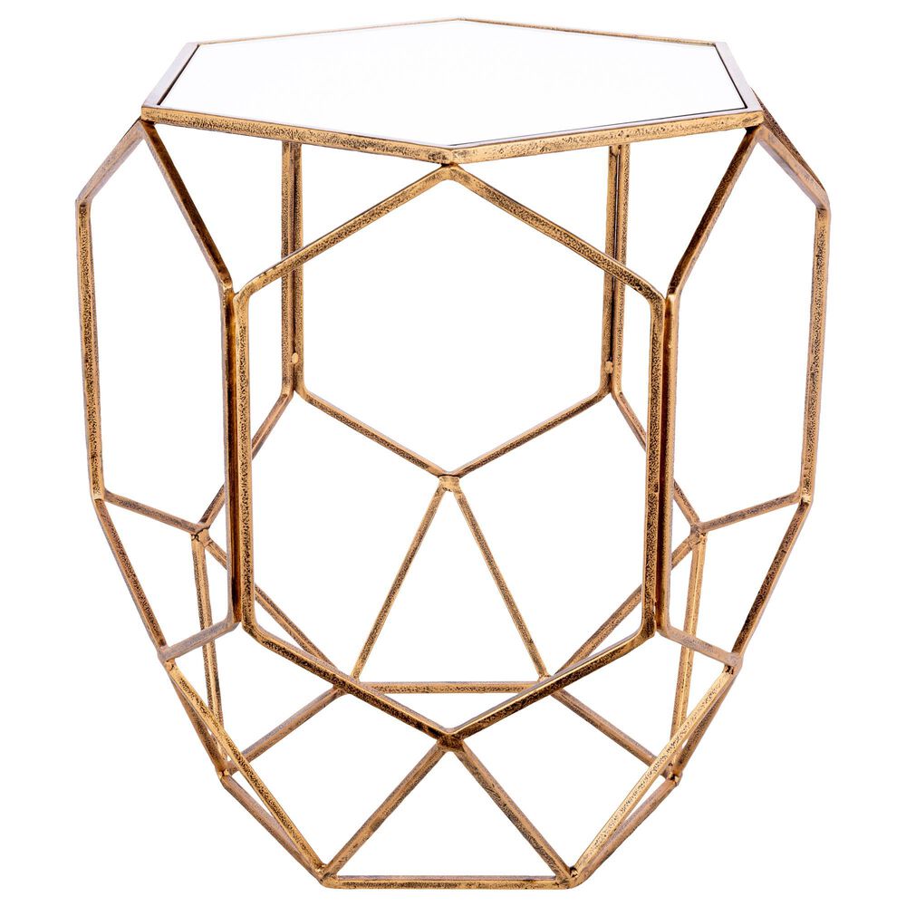 Surya Zig Zag End Table in Clear and Gold, , large