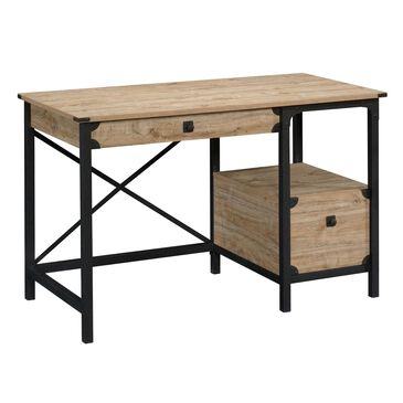 Sauder Metal and Wood Pedestal Desk in Brown, , large
