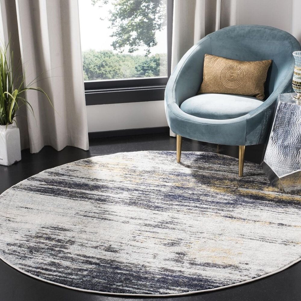 Safavieh Adirondack ADR201F 6&#39; Round Light Grey and Black Area Rug, , large