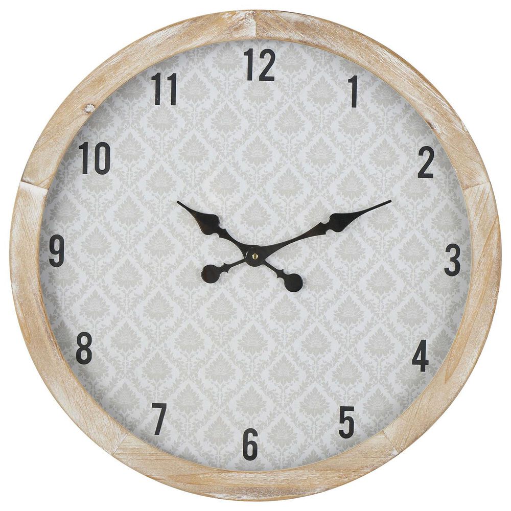 Maple and Jade Floral Wall Clock in Brown, Beige and Black, , large