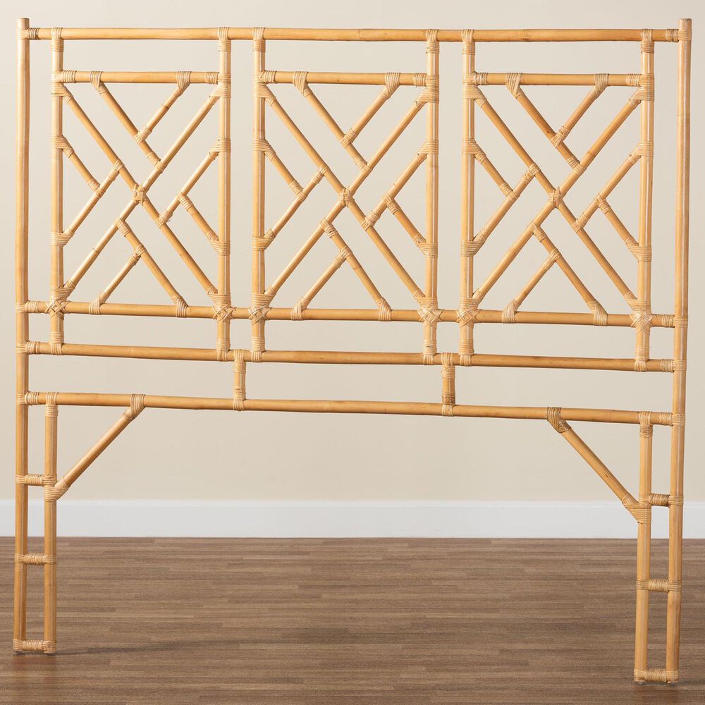 Baxton Studio Karavo King Standalone Headboard in Natural Rattan, , large