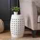 Hearth and Haven Lilac Outdoor Metal Side Table with Cylindrical Design in White, , large