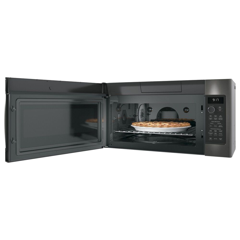 GE Profile Profile 2-Piece Kitchen Packages with 30&quot; Electric Double Oven Range and 1.7 Cu. Ft. Over-the-Range Microwave Oven in Fingerprint Resistant Black Stainless Steel, , large