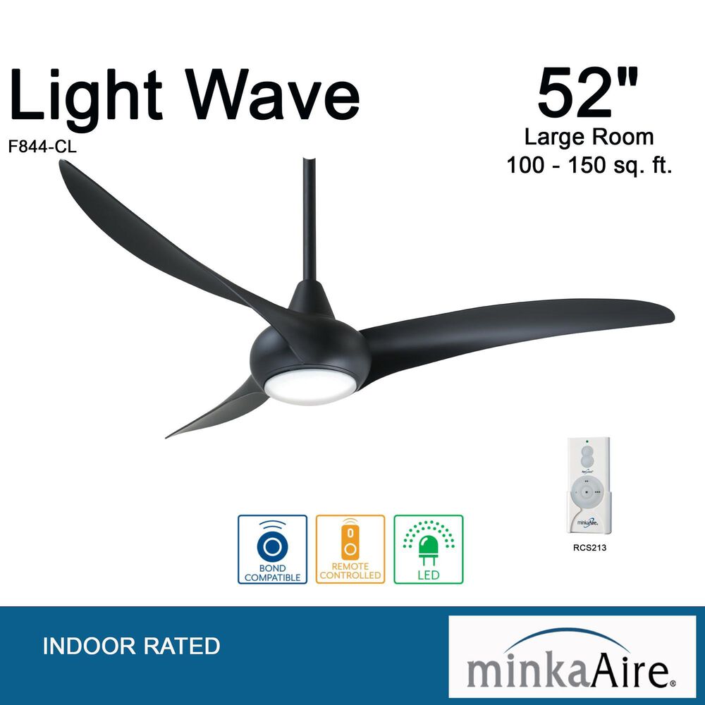 Minka-Aire Light Wave 52" Ceiling Fan with LED Light in Coal, , large