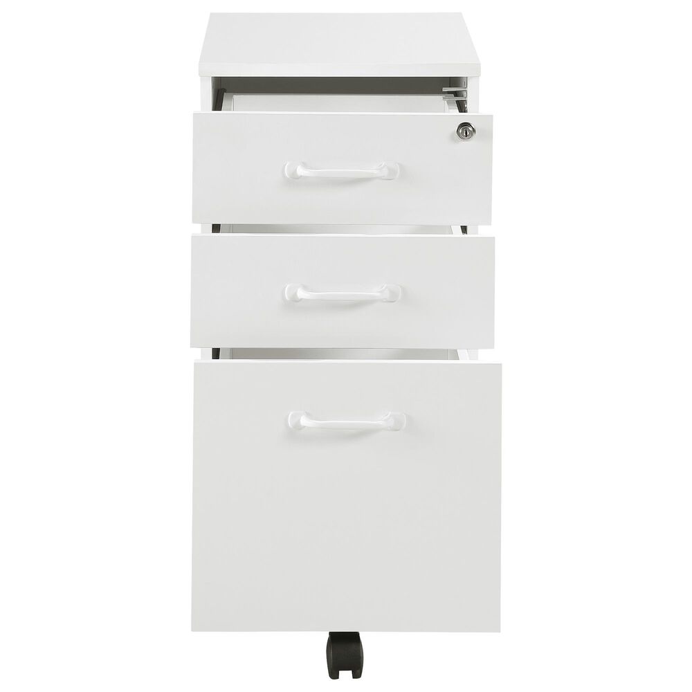 OSP Home Prado 3-Drawer Mobile File Cabinet in White, , large