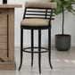 Armen Living Telia Bar Height Stool with Mushroom Brown Upholstery in Dark Brown, , large