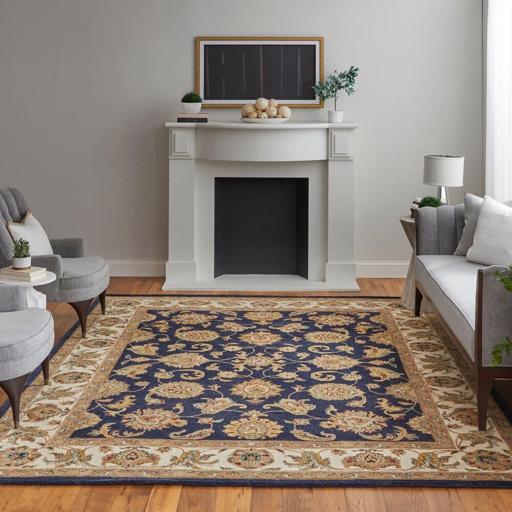 Feizy Rugs Wagner Navy and Beige 5&#39; x 8&#39; Area Rug, , large