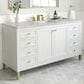 James Martin Vanities Chicago 60" Single Bathroom Vanity in Glossy White with 3 cm Eternal Jasmine Pearl Quartz Top, Rectangular Sink and FreePower Wireless Charger, , large