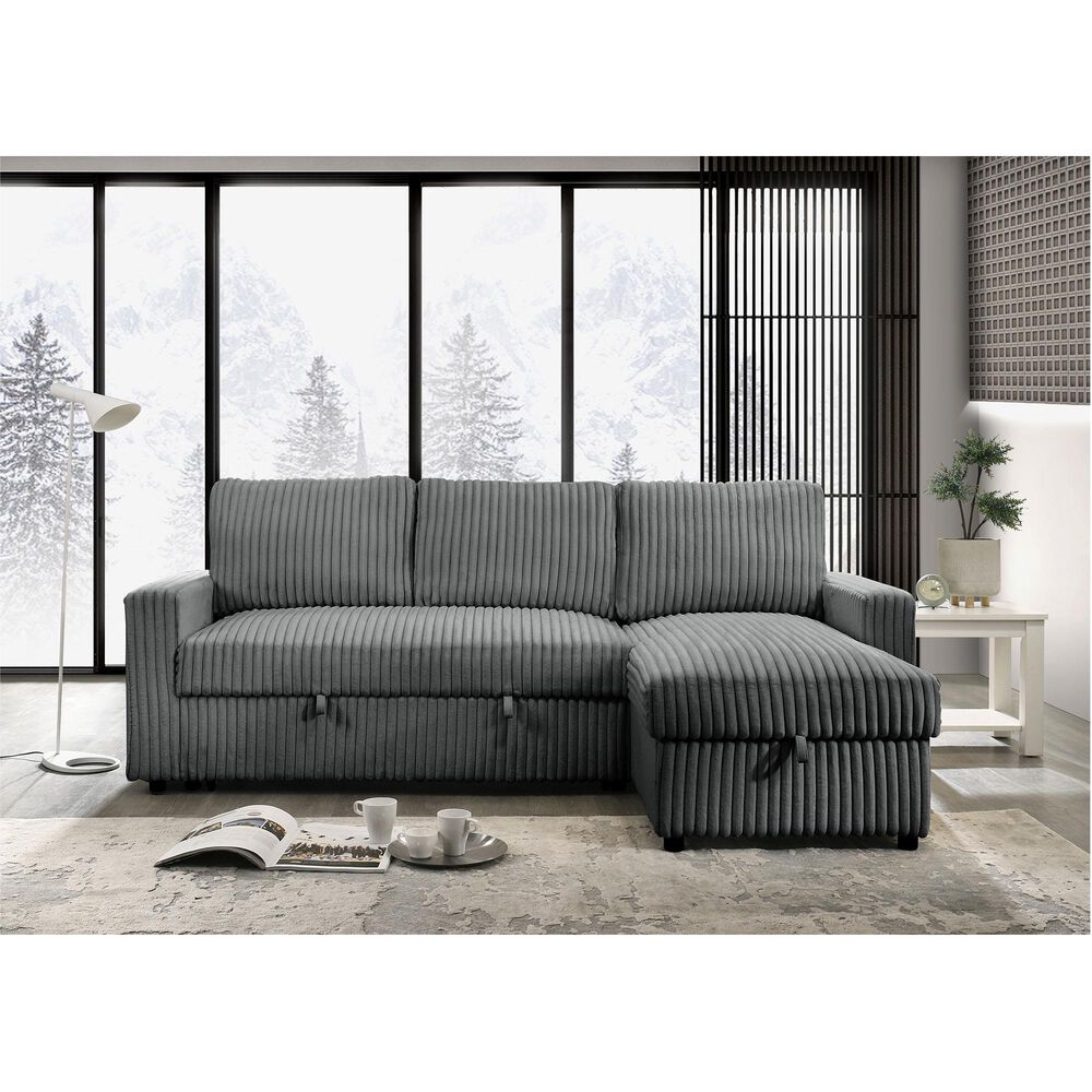 Everly Living Jayla 2-Piece Sleeper Sectional Right Facing Chaise in Gray, , large