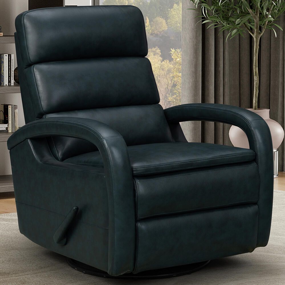 Barcalounger Nick Manual Swivel Glider Recliner in Ryegate Sapphire Blue, , large
