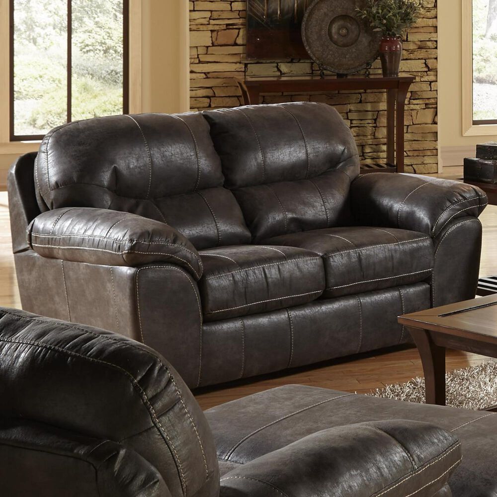 Catnapper Grant Bonded Leather Sofa and Loveseat in Steel, , large