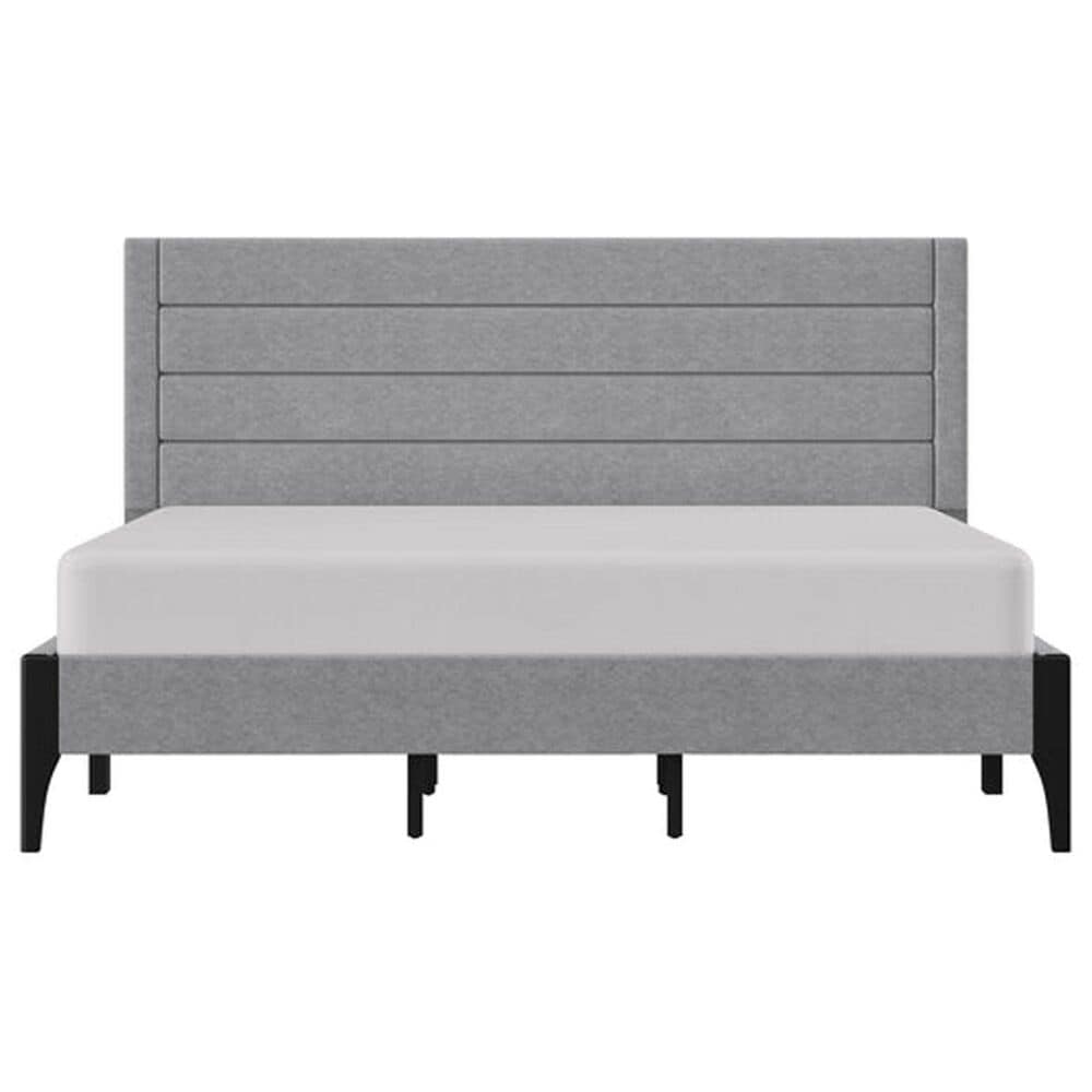 Richlands Furniture Maryhill King Platform Bed with Light Gray Upholstery in Black, , large