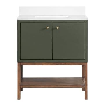 37B Isadore 30" Single Bathroom Vanity Cabinet in Deep Olive Green and White Composite Stone Top and Backsplash, , large