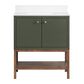 37B Isadore 30" Single Bathroom Vanity Cabinet in Deep Olive Green and White Composite Stone Top and Backsplash, , large