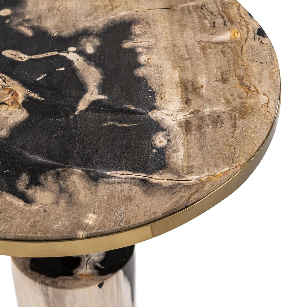 Classic Home Jordyn 18" Round Accent Table in Molten Husk and Brass, , large