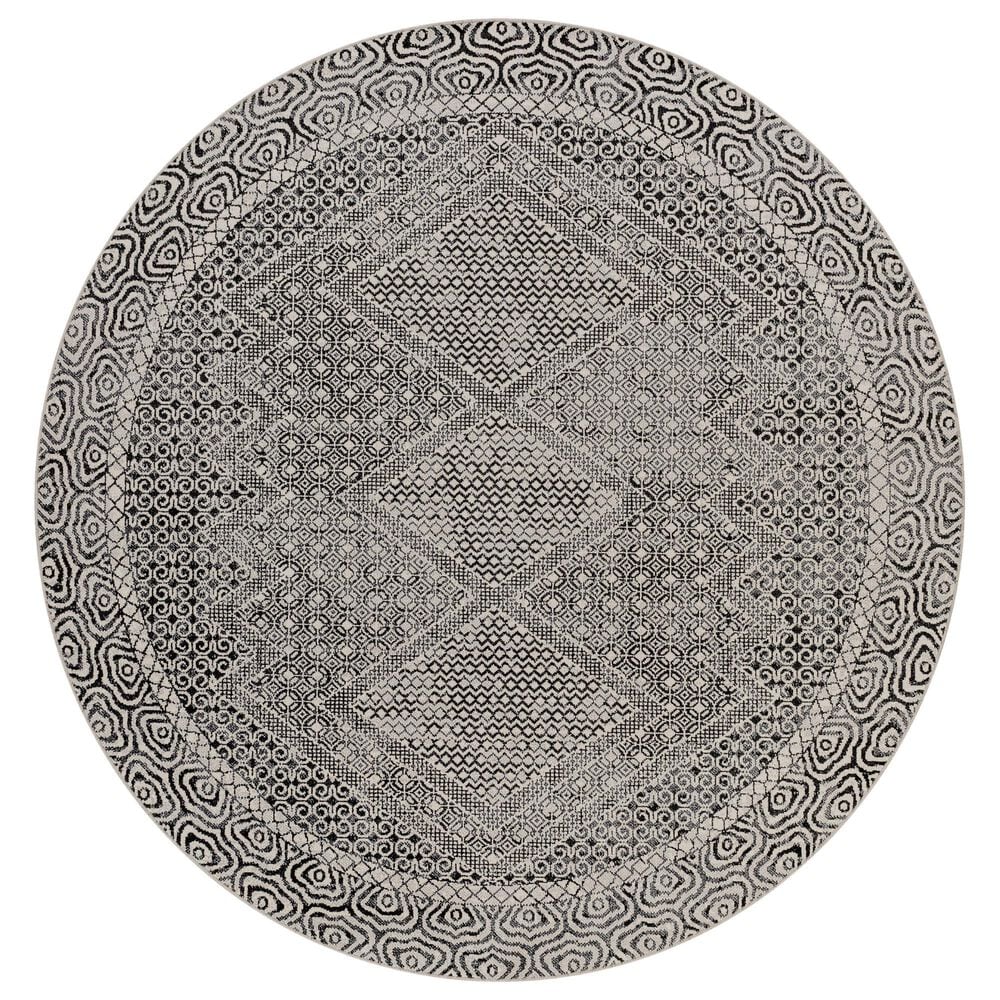 Surya Lavadora LVR2342 6"7" Round Black, Gray and Light Gray Area Rug, , large