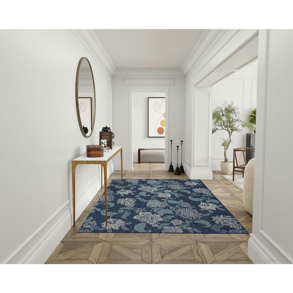 Nourison Garden Oasis GOA03 Navy 6&#39; x 9&#39; Indoor/Outdoor Area Rug, , large