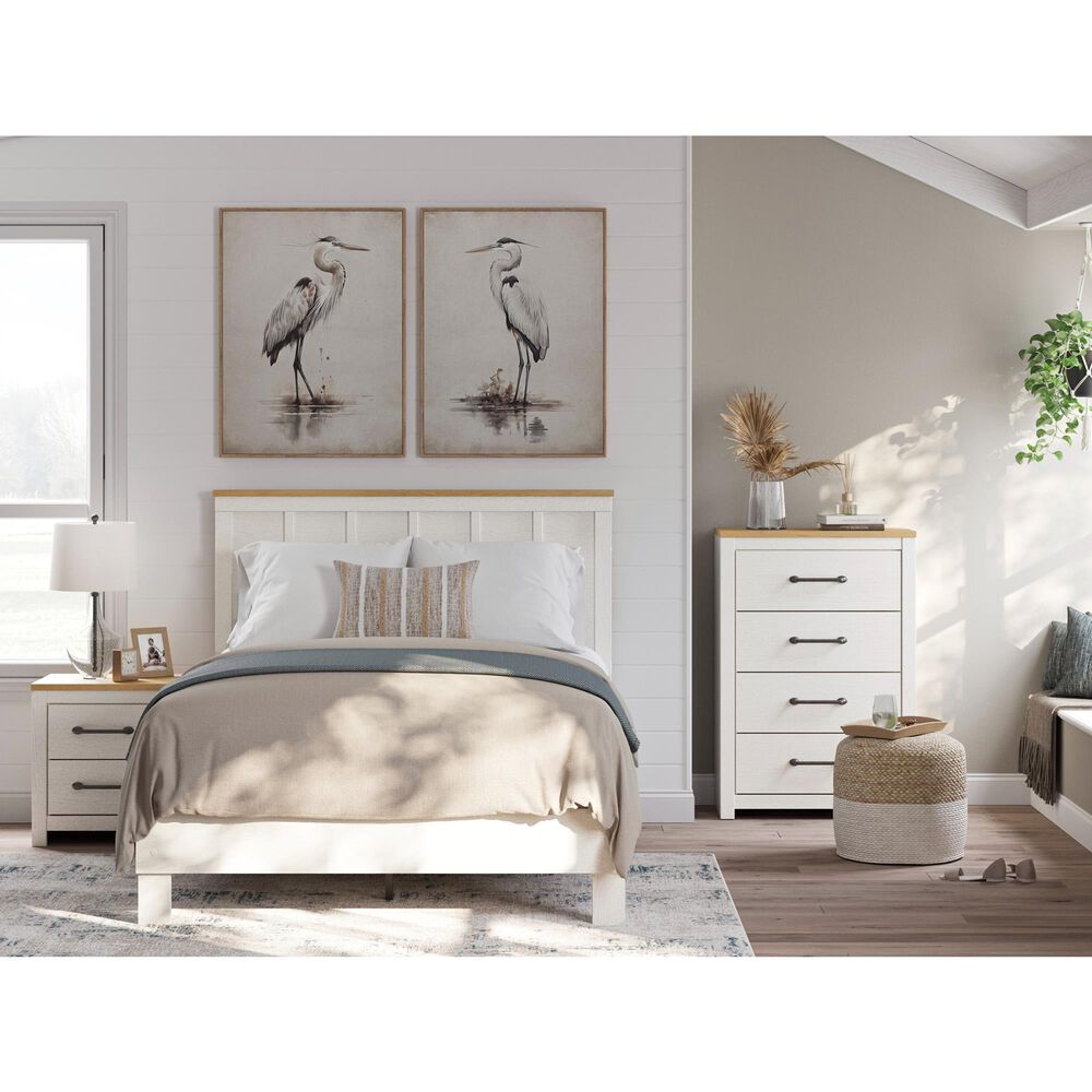 Ashley Linnocreek 2-Drawer Nightstand in White and Warm Brown, , large
