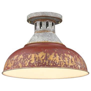 Golden Lighting Kinsley Semi-Flush in Aged Galvanized and Red, , large