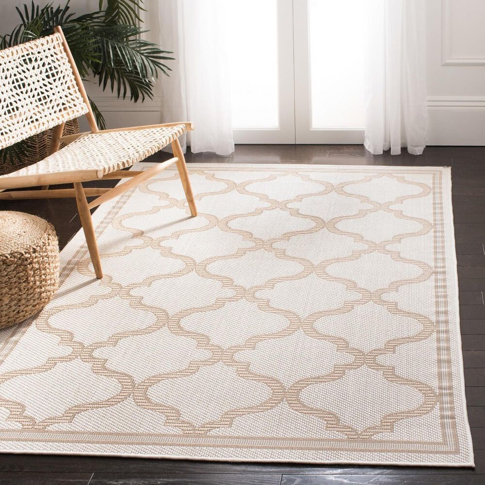 Safavieh Bermuda 6&#39;7&quot; x 9&#39;2&quot; Ivory and Beige Indoor/Outdoor Area Performance Rug, , large