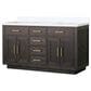 Lexora Home Abbey 60" Double Bathroom Vanity in Brown Oak with 2 cm White Cultured Marble Top and Rectangular Sinks, , large
