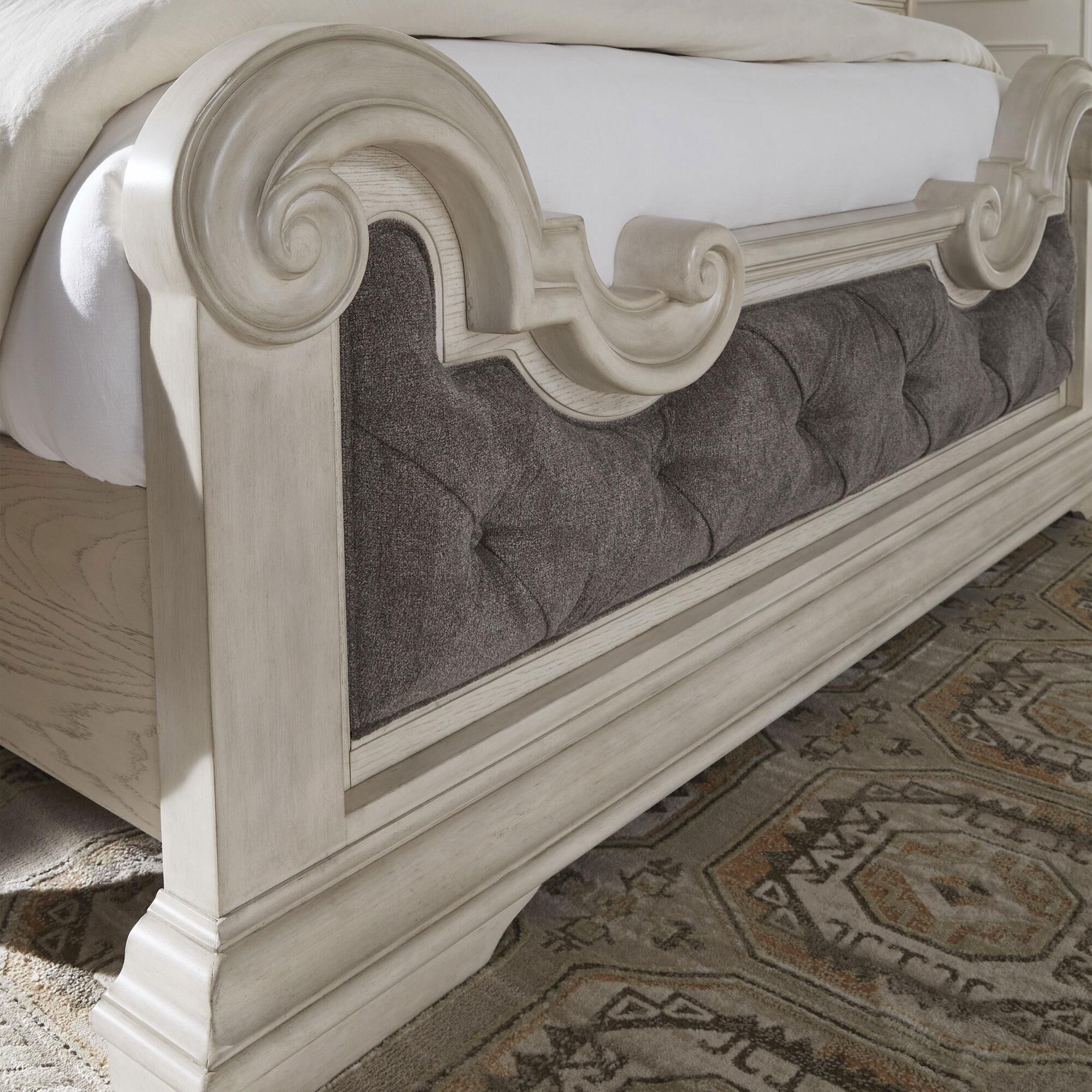 Millenium Bruchandi 5-Piece King Panel Bedroom Set in Antique White