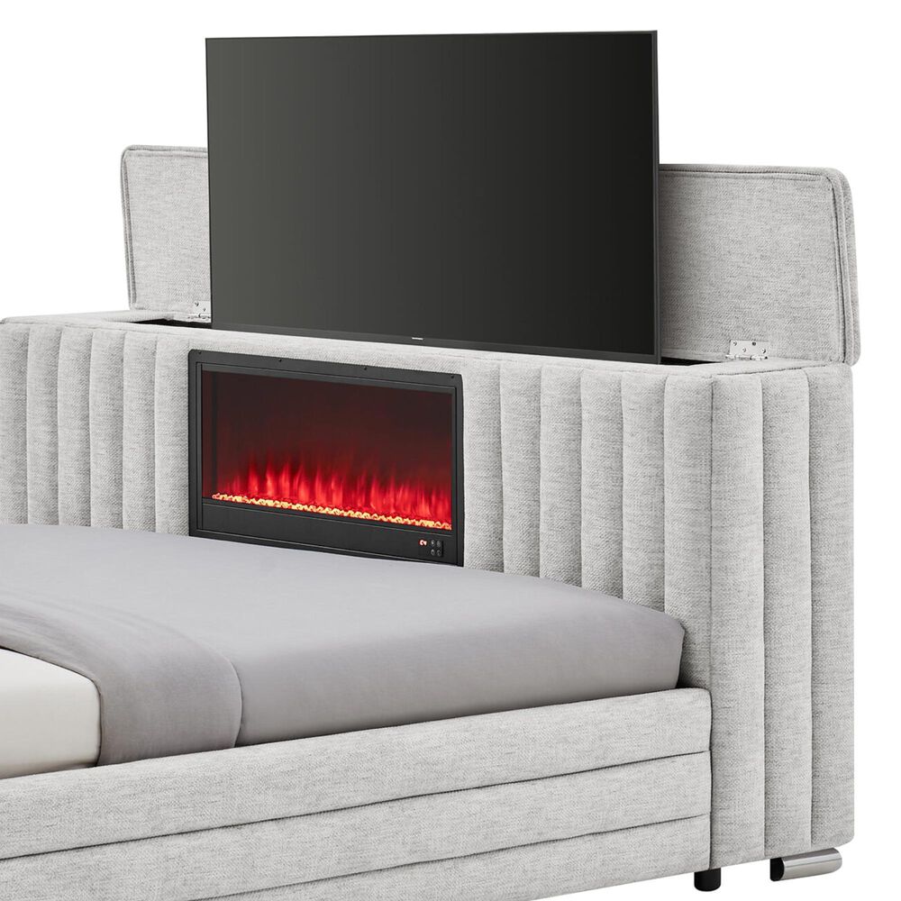 Modern Market Elias Queen Bed with Speaker, TV lift, and Fireplace, , large