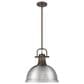 Golden Lighting Duncan 1-Light Pendant with Rod and Pewter Shade in Rubbed Bronze, , large