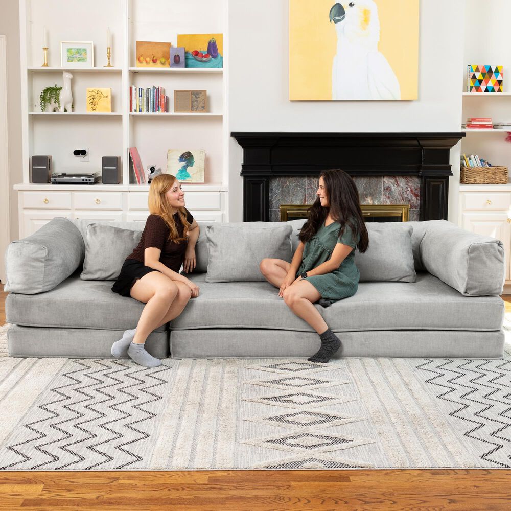 Jaxx Unsofa Stationary Sofa in Mouse Grey Velvet, , large